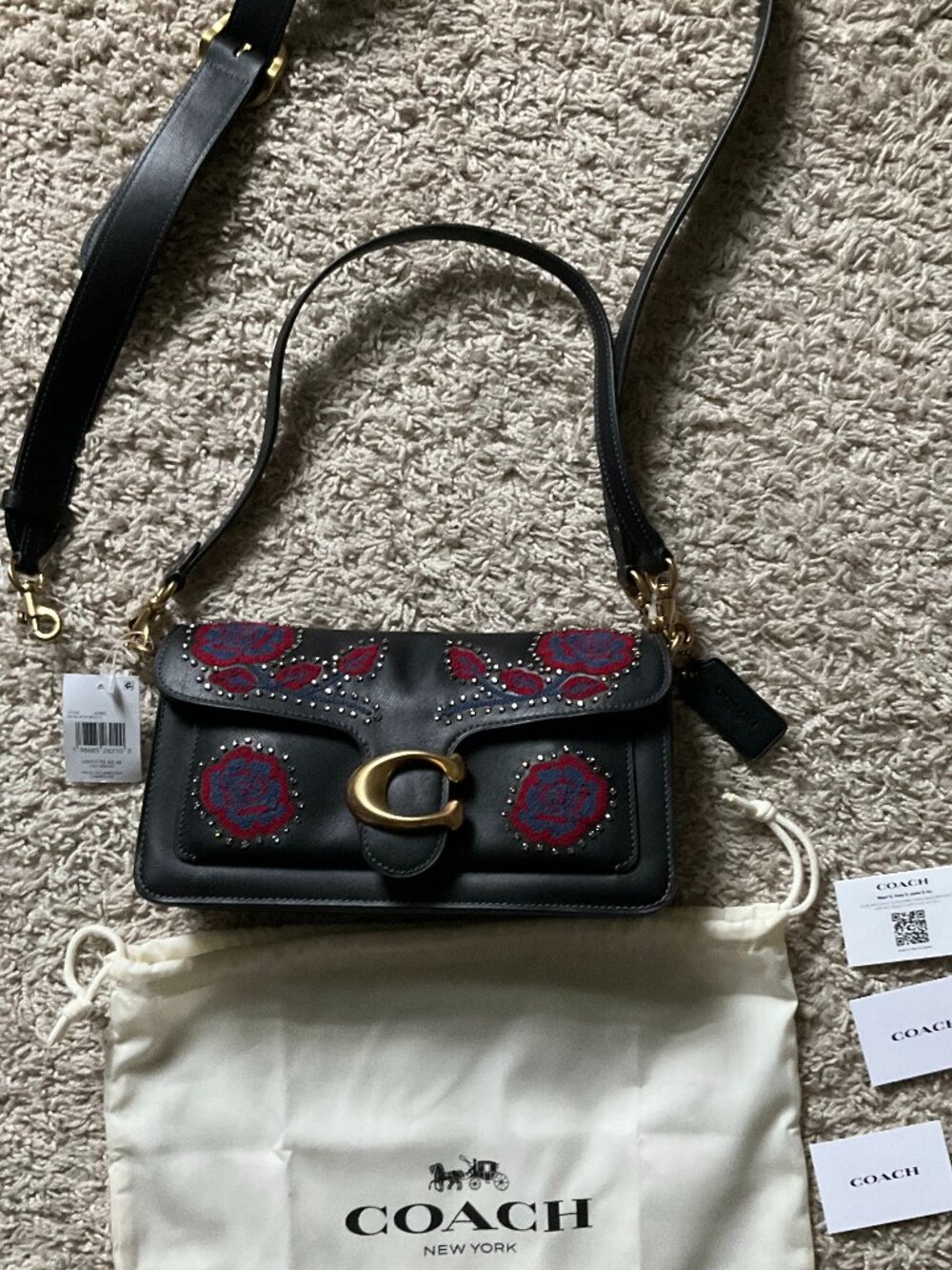 COACH Tabby Shoulder Bag 26 With Embroidered Americana Brass/Black Multi CFI26